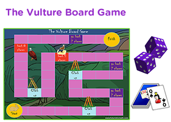 The vulture Board game. Learn with the fun of playing a game at home.